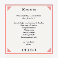 Celso Marisqueira menu